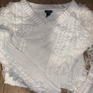 White fringe sweater.
